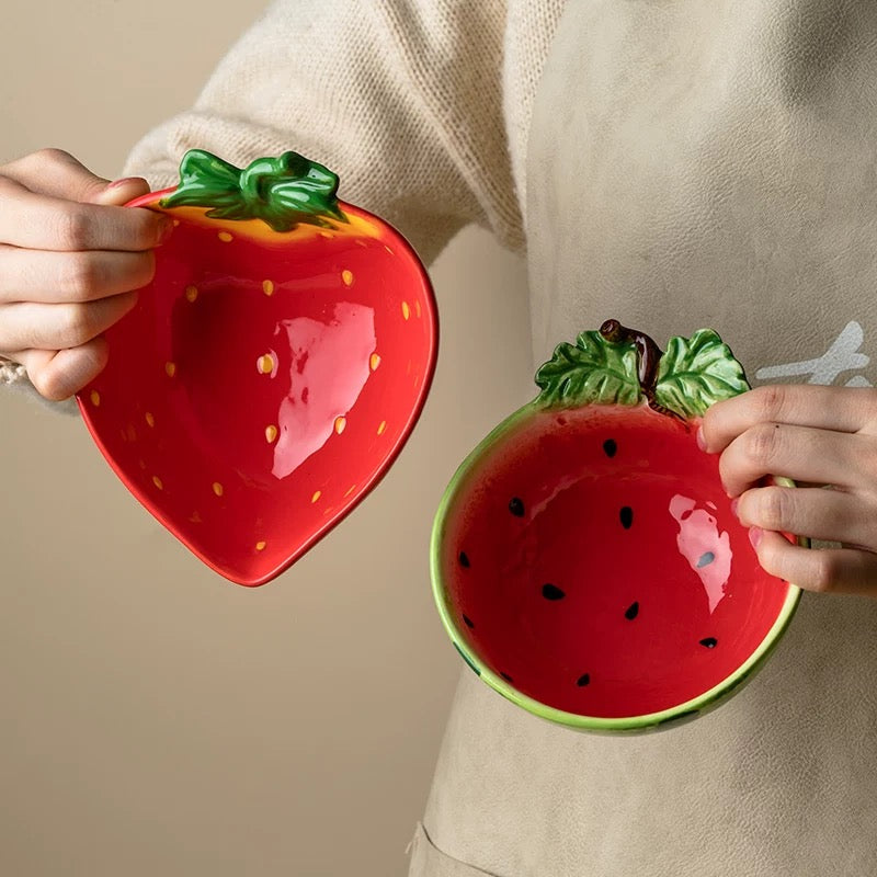 Cute Fruit Ceramic Bowl with Spoon