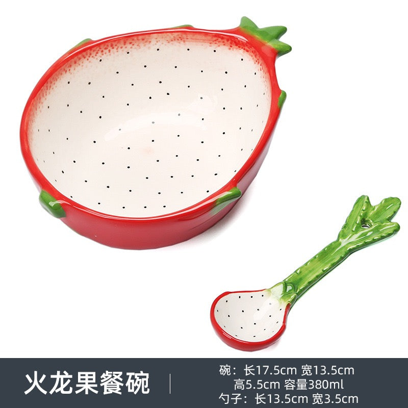 Cute Fruit Ceramic Bowl with Spoon