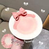 Handmade Pink Bow Ceramic Dinnerware Coquette Princess Dessert Plates Kawaii Aesthetic Tableware Gift Set