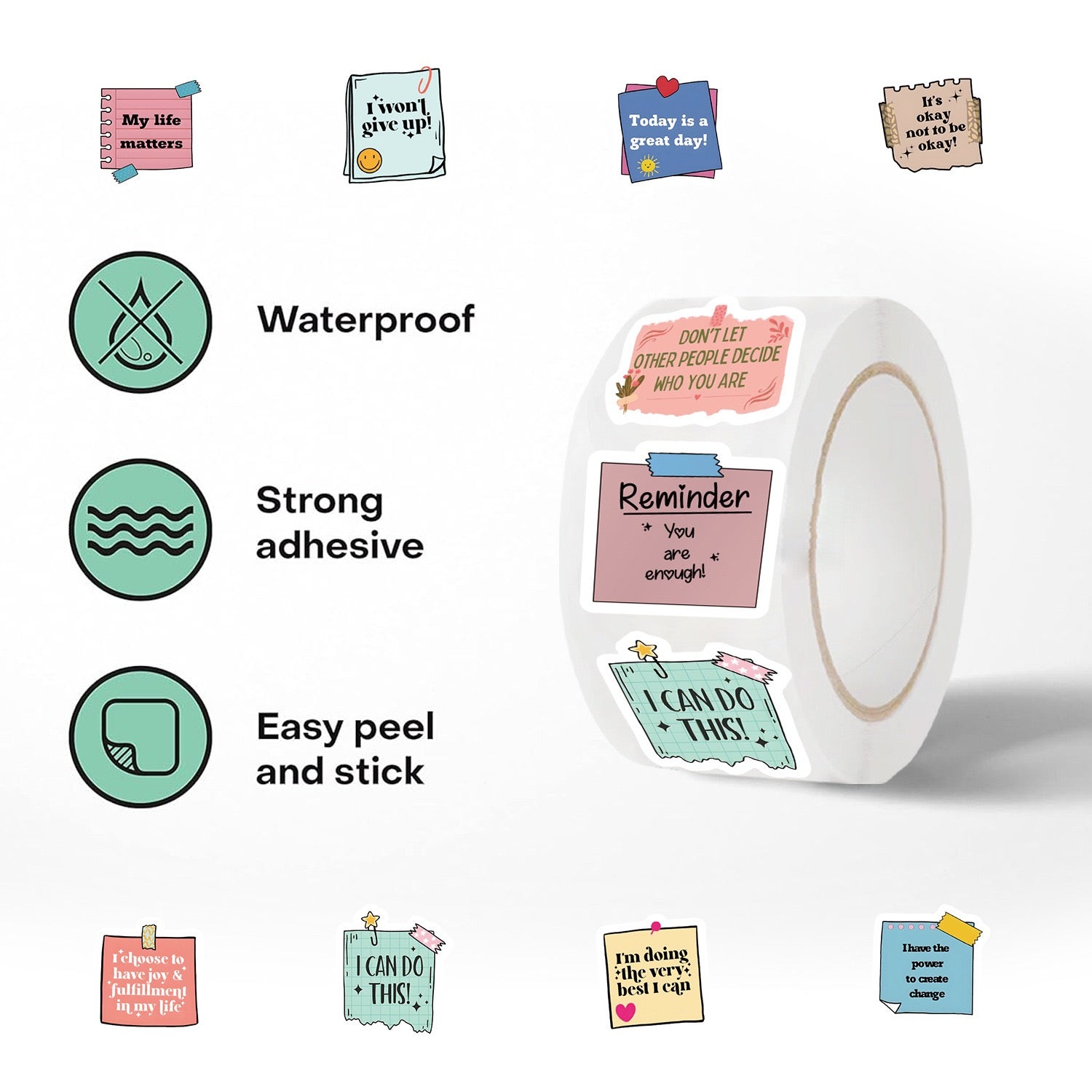 500Pcs Inspirational Quote StickersMotivational Affirmations for Scrapbook, Laptop, Phone & DIY