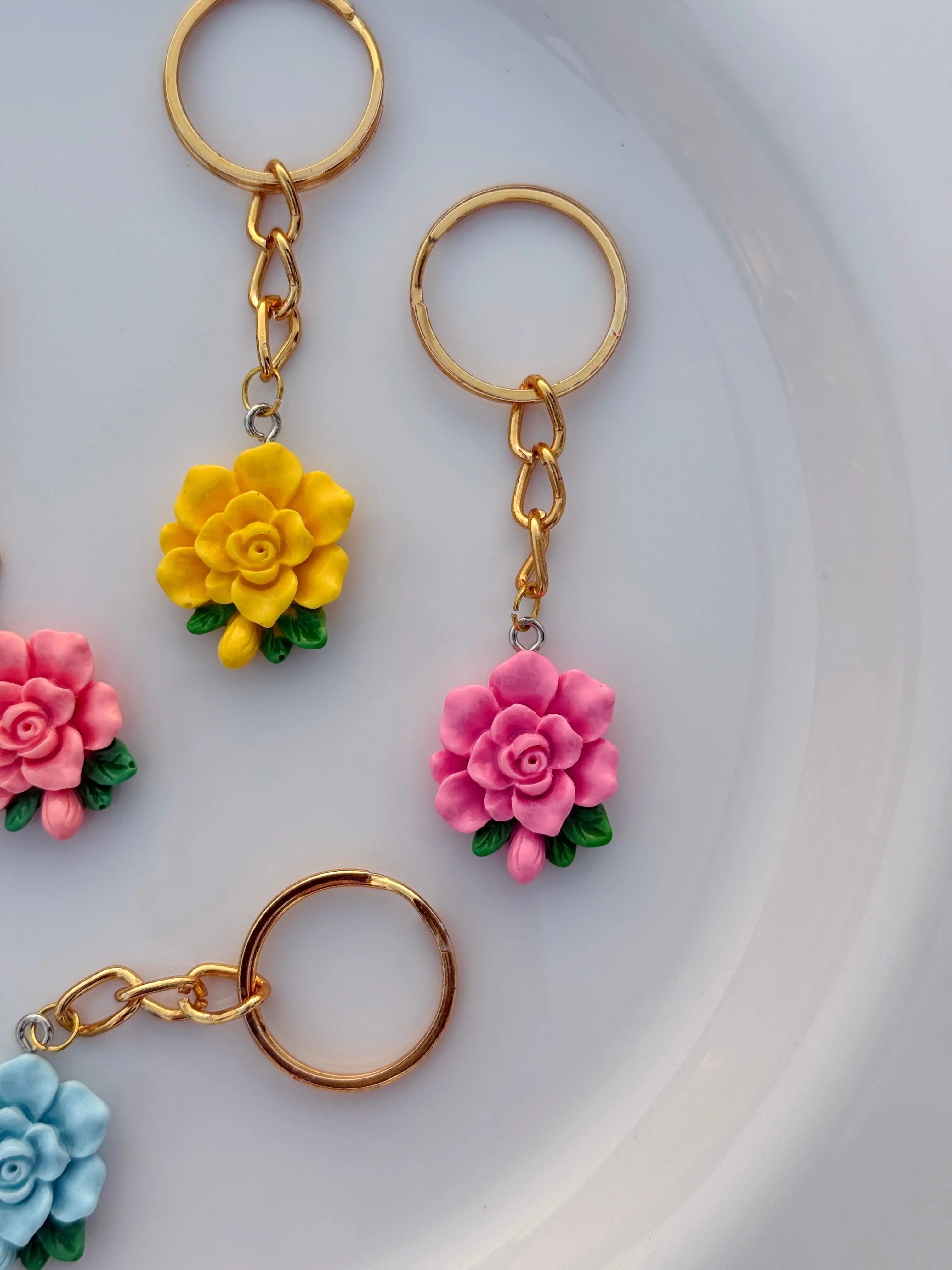 Rose Bloom Keychain Collection Elegant Floral Charms