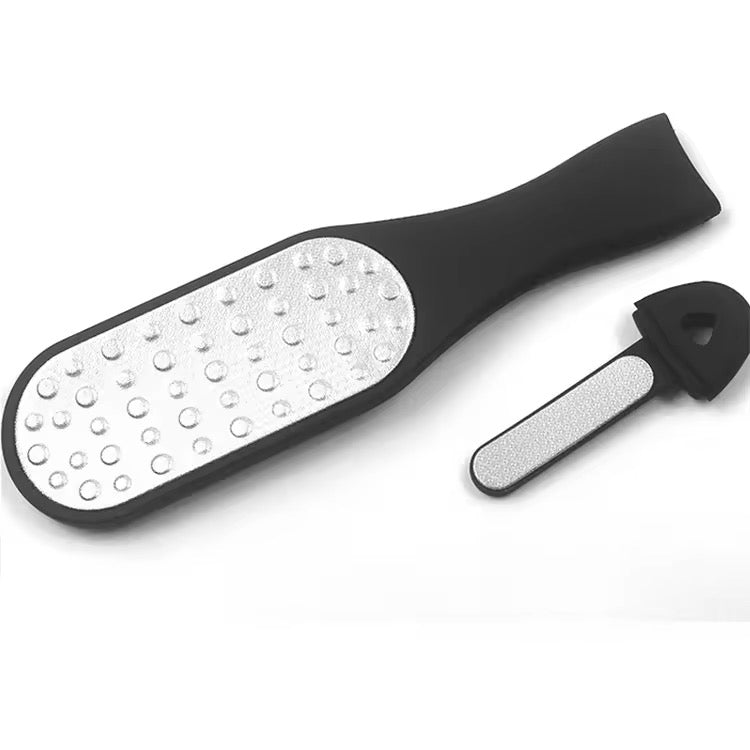 2-in-1 Professional Foot File & Callus Remover Black Stainless Steel Pedicure Tool