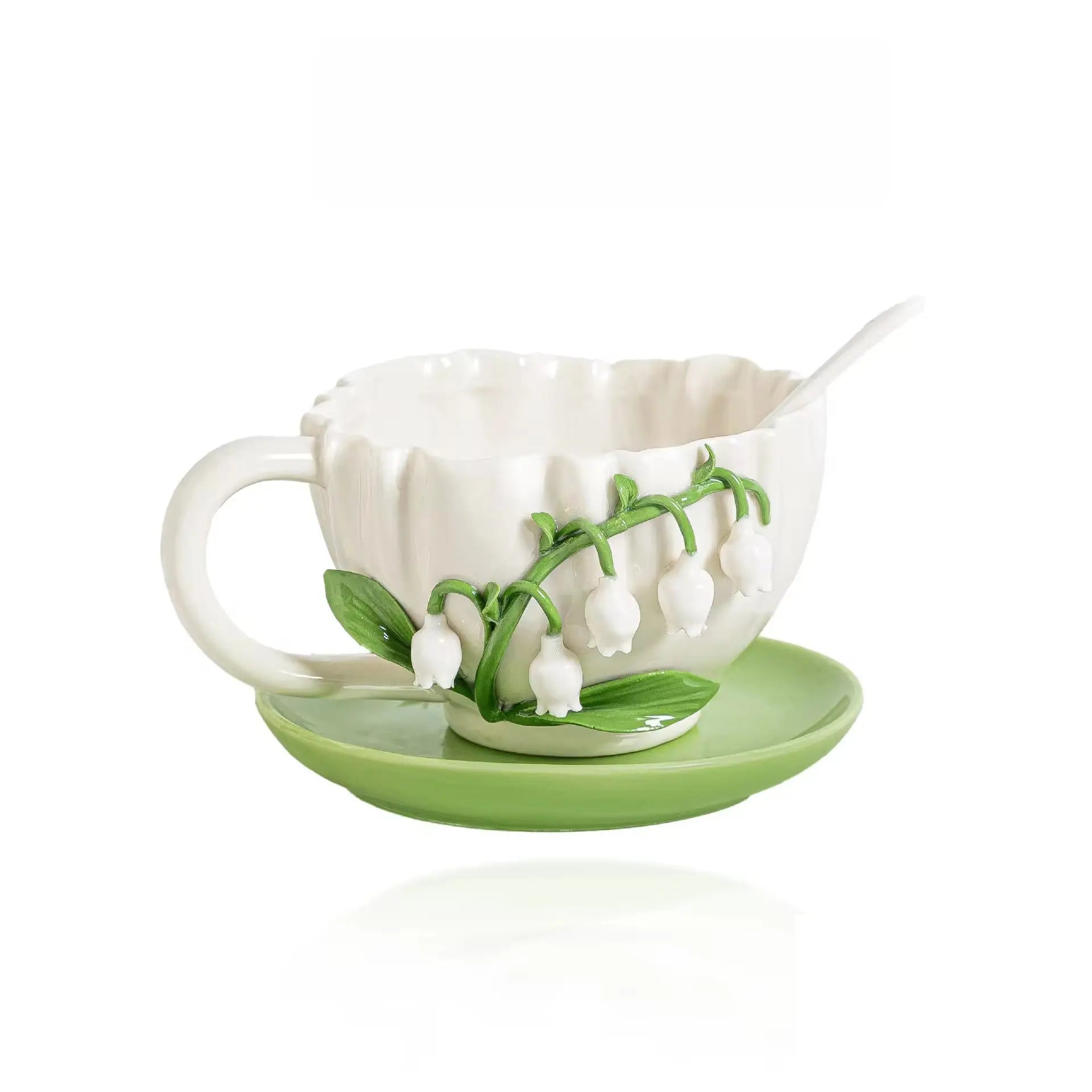 Lily of the Valley Ceramic Tea Cup & Saucer Set SparkelsSparkels