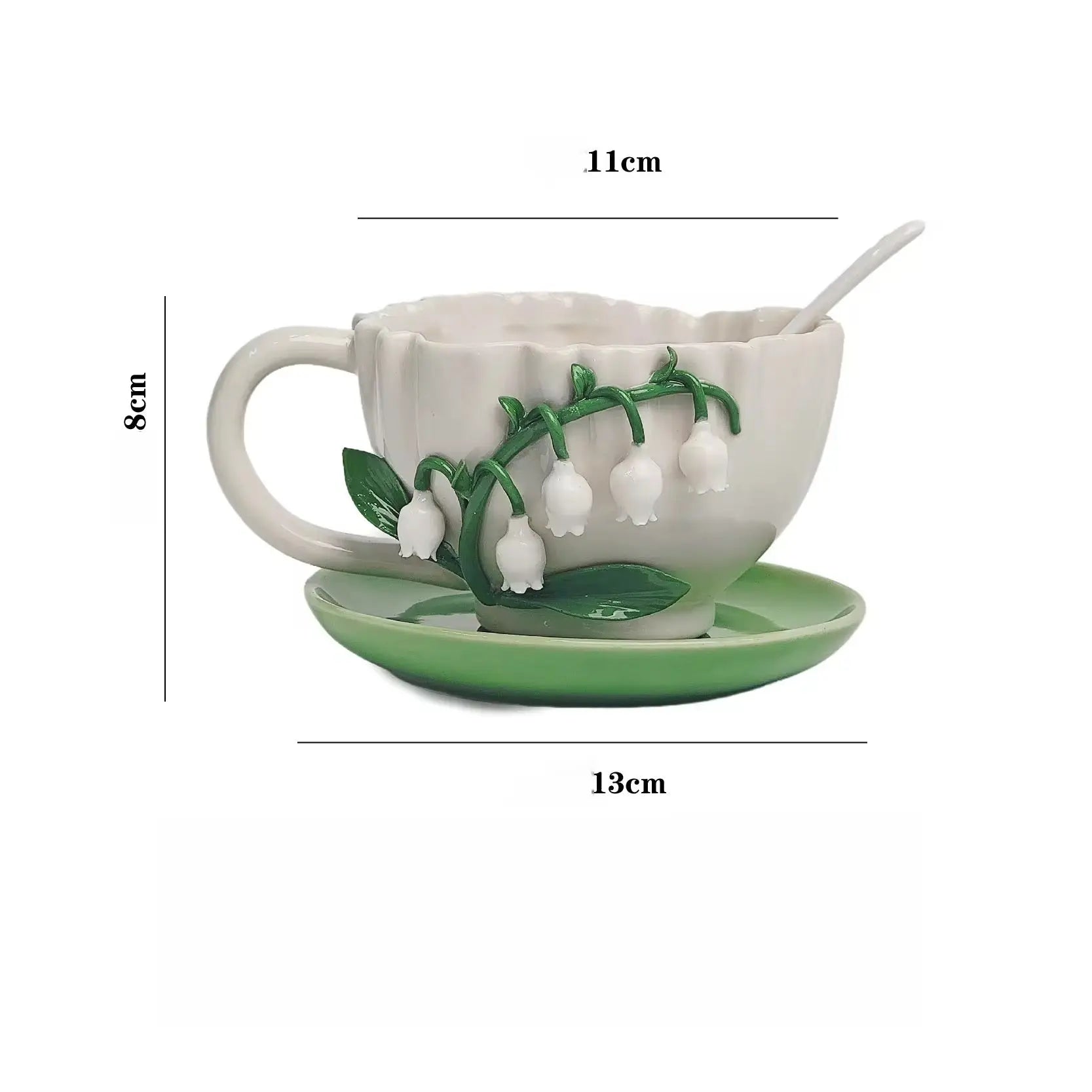 Lily of the Valley Ceramic Tea Cup & Saucer Set SparkelsSparkels