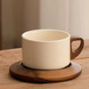 Minimalist Ceramic Cup with Wooden Saucer SparkelsSparkels