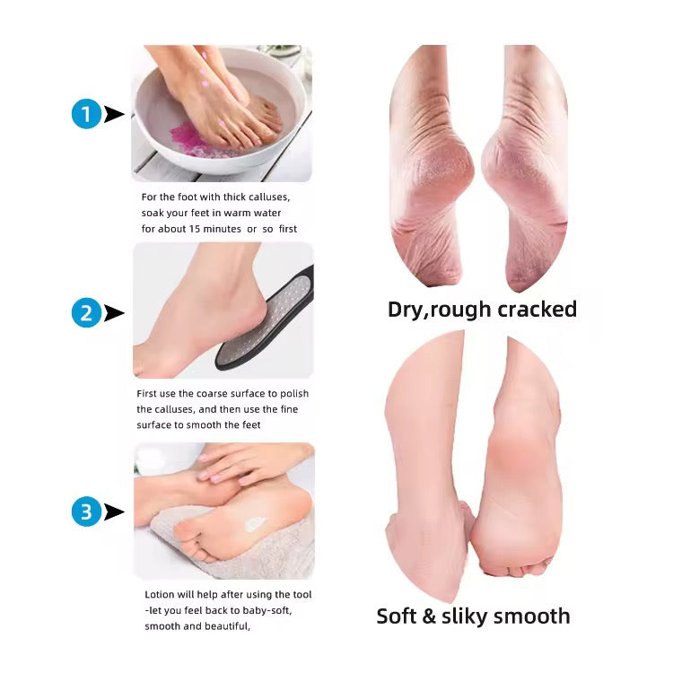 Dual-Sided Stainless Steel Foot File Professional Pedicure Callus Remover