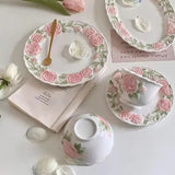 Vintage Rose Ceramic Cup & Saucer Set SparkelsSparkels