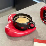 Heart Ceramic Cup & Saucer Set SparkelsSparkels