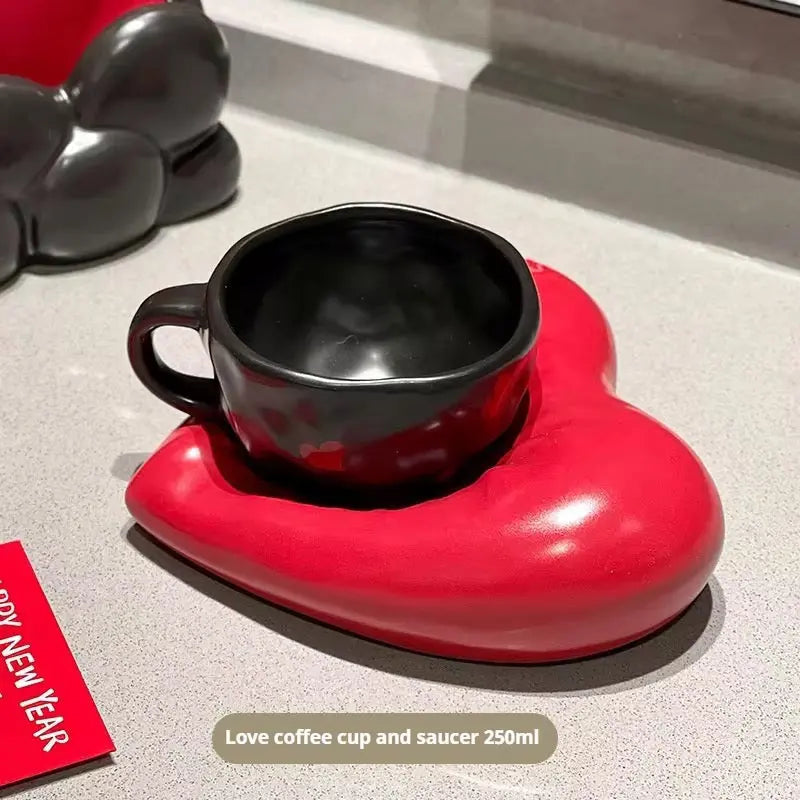 Heart Ceramic Cup & Saucer Set SparkelsSparkels