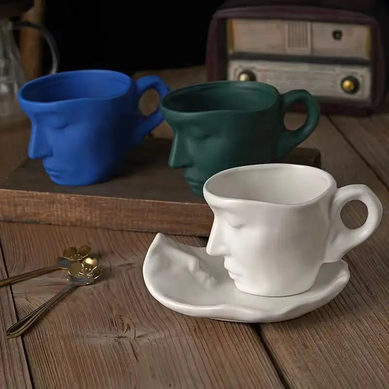 Mini Face Art Ceramic Cup & Saucer SparkelsSparkels