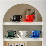 Mini Face Art Ceramic Cup & Saucer SparkelsSparkels