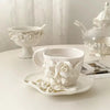 Ivory Rose Sculpted Ceramic Cup & Saucer SparkelsSparkels