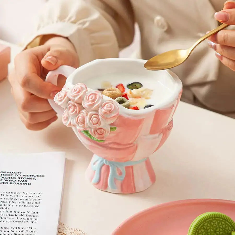 Pastel Rose Bouquet Ceramic Mug SparkelsSparkels