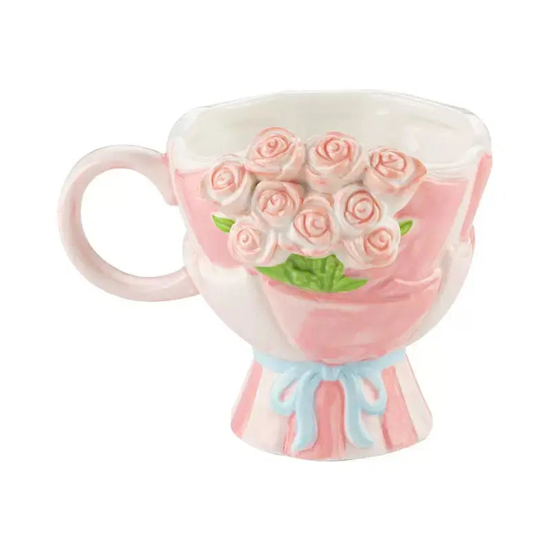 Pastel Rose Bouquet Ceramic Mug SparkelsSparkels