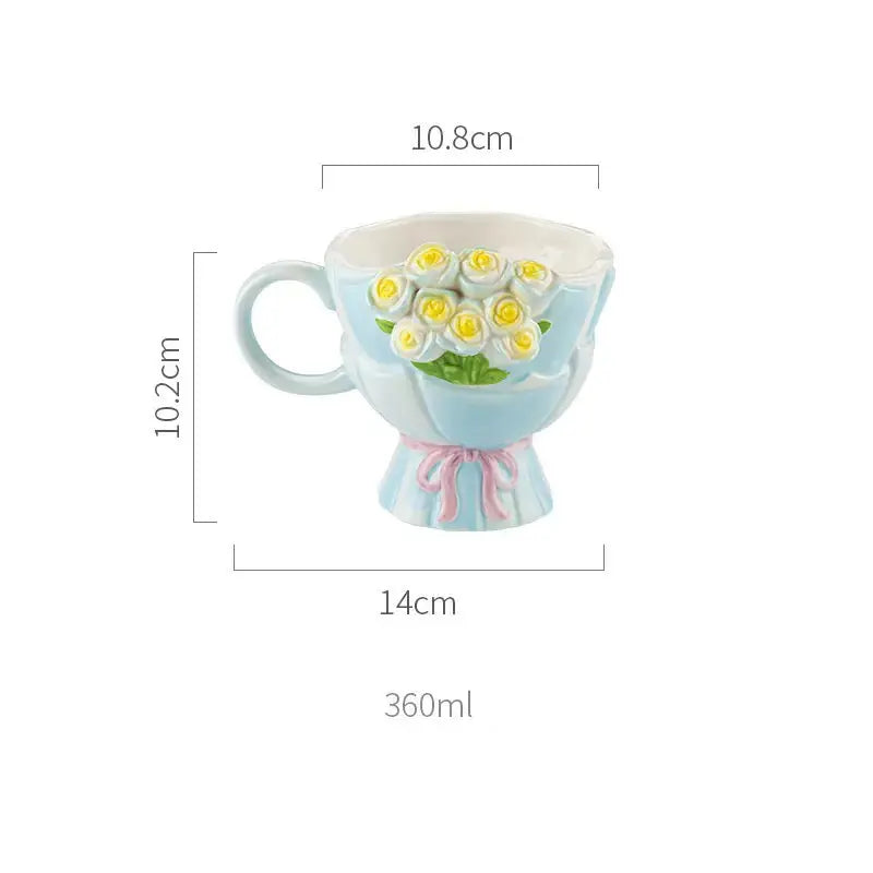 Pastel Rose Bouquet Ceramic Mug SparkelsSparkels