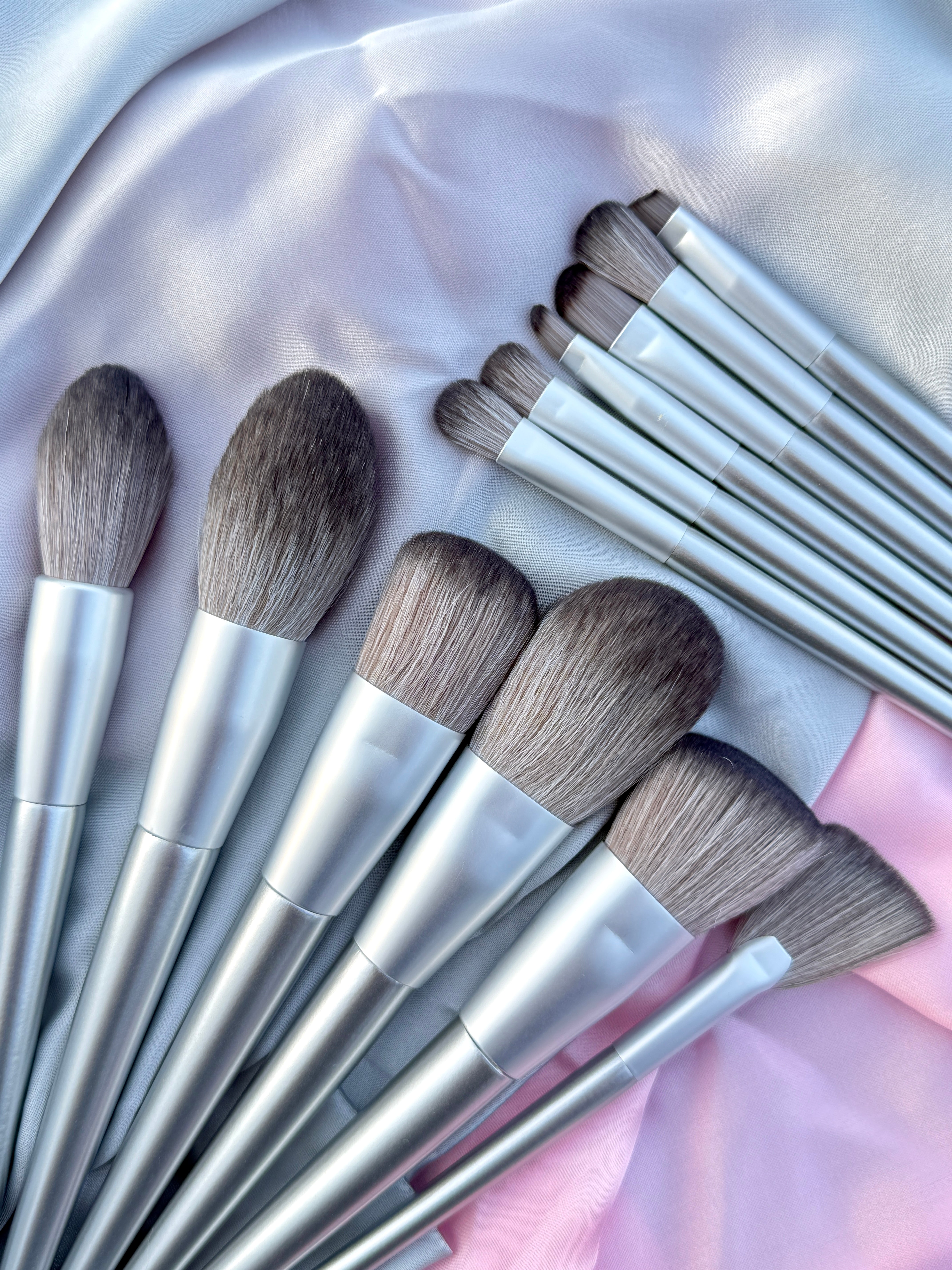 Silver Luxe Makeup Brush Set 12 Piece Professional Beauty