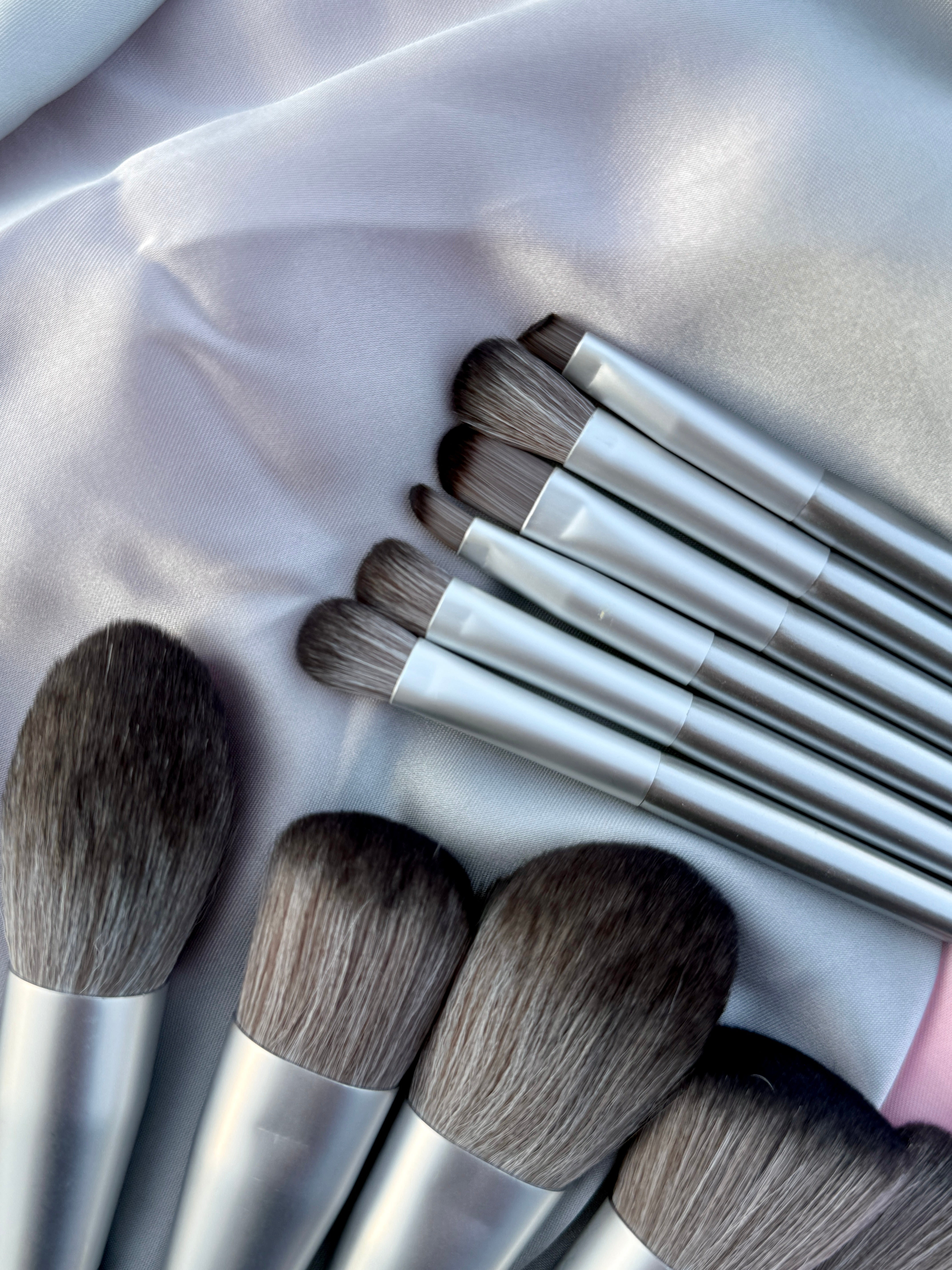Silver Luxe Makeup Brush Set 12 Piece Professional Beauty