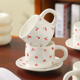 Cherry & Heart Pattern Ceramic Cup Set SparkelsSparkels