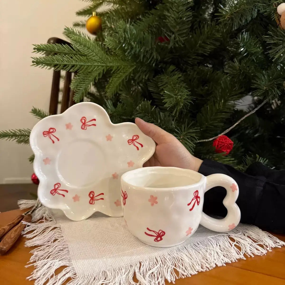 Ribbon Blossom Ceramic Cup & Saucer SparkelsSparkels