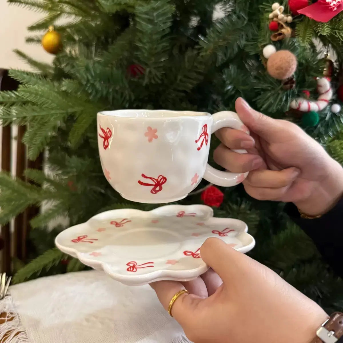 Ribbon Blossom Ceramic Cup & Saucer SparkelsSparkels