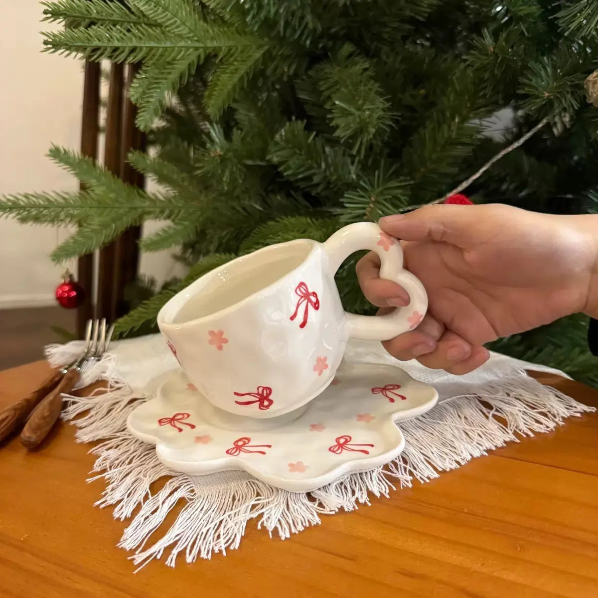 Ribbon Blossom Ceramic Cup & Saucer SparkelsSparkels