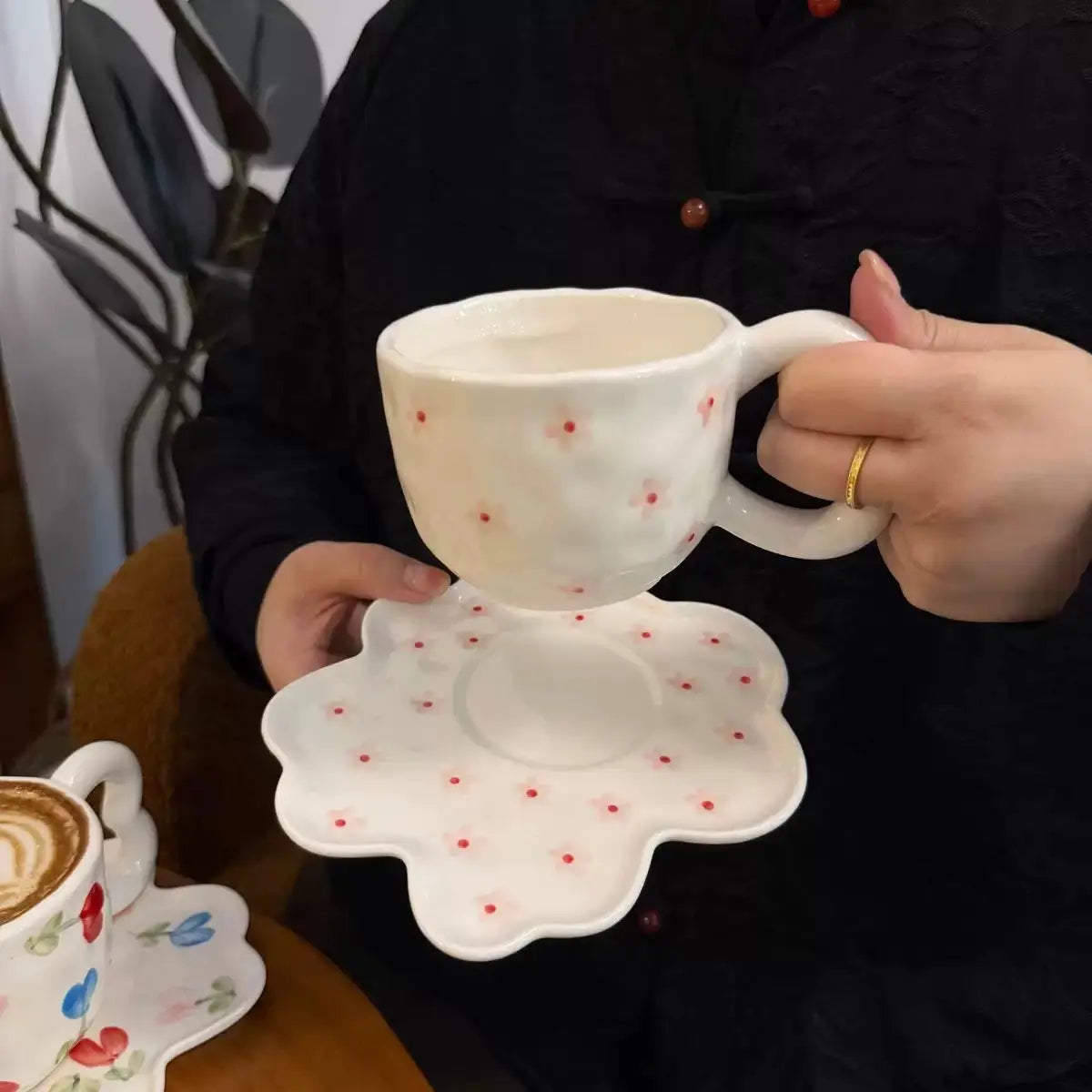 Petal Dot Ceramic Cup & Saucer SparkelsSparkels