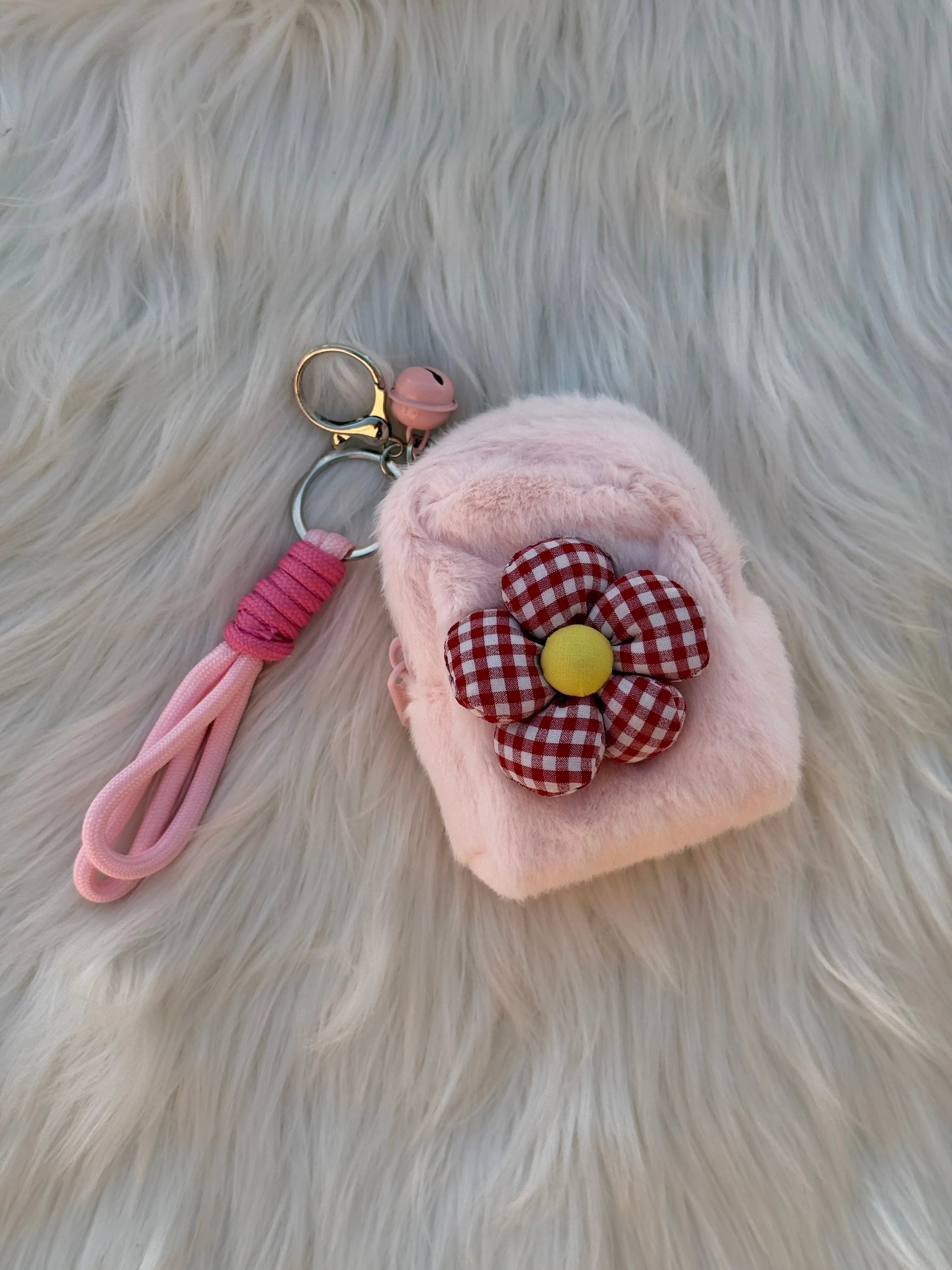 Cute Fluffy Flower Coin Pouch Keychain