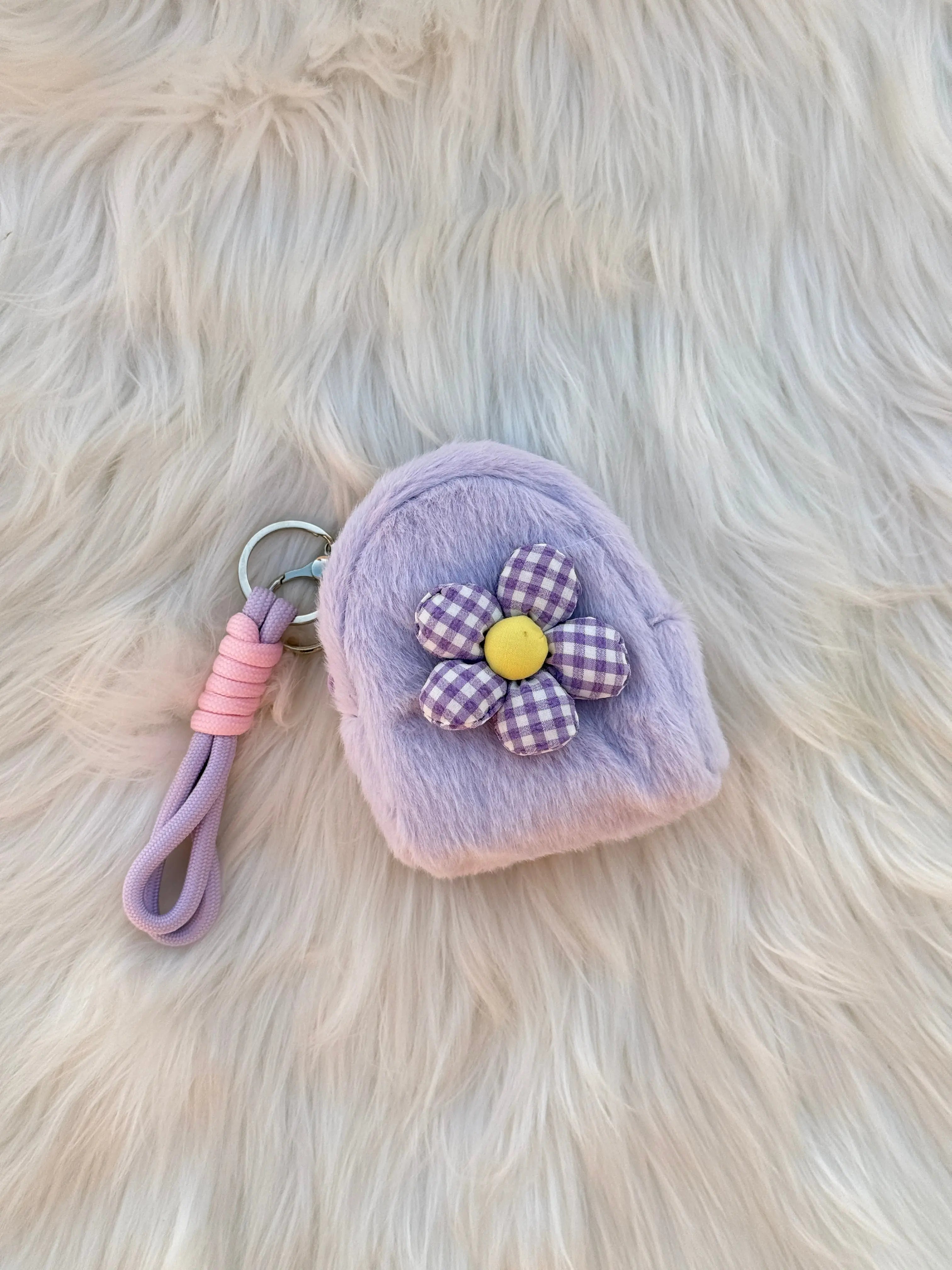 Cute Fluffy Flower Coin Pouch Keychain