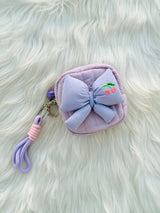 Cute Pastel Bow Coin Pouch with Cherry Embroidery SparkelsSparkels