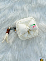 Cute Pastel Bow Coin Pouch with Cherry Embroidery SparkelsSparkels