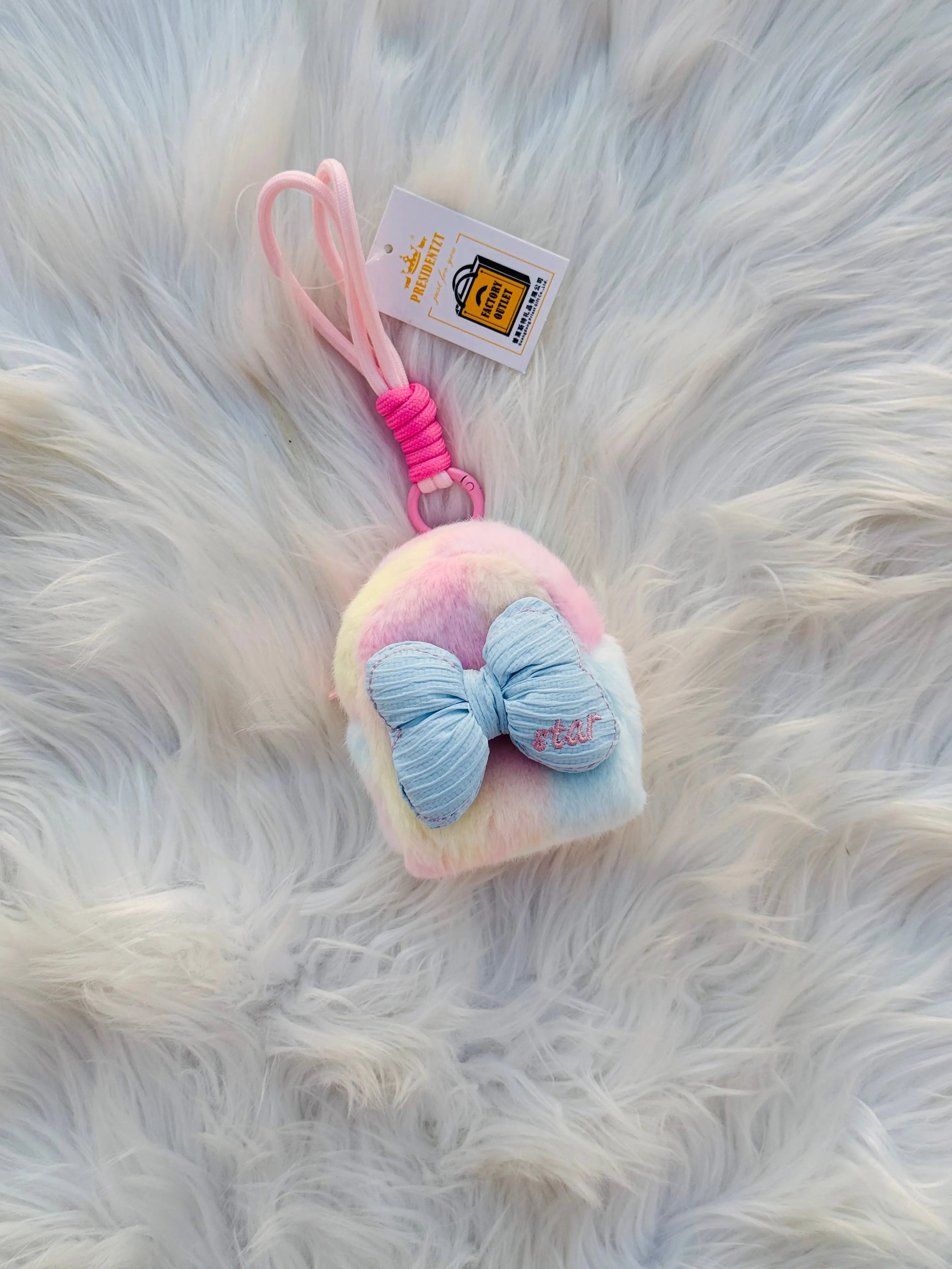 Cute Fluffy Bow Coin Pouch Keychain SparkelsSparkels