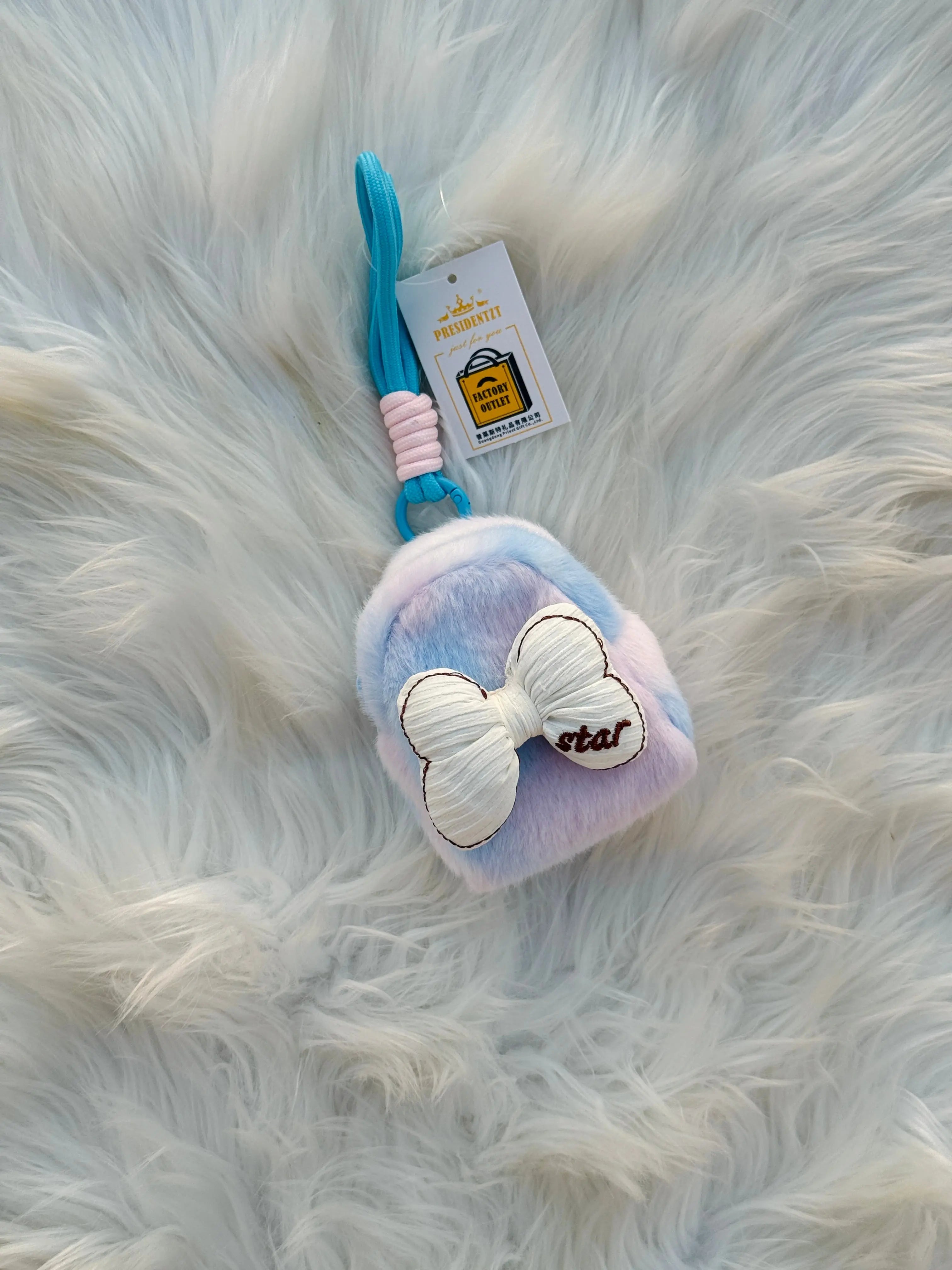 Cute Fluffy Bow Coin Pouch Keychain SparkelsSparkels