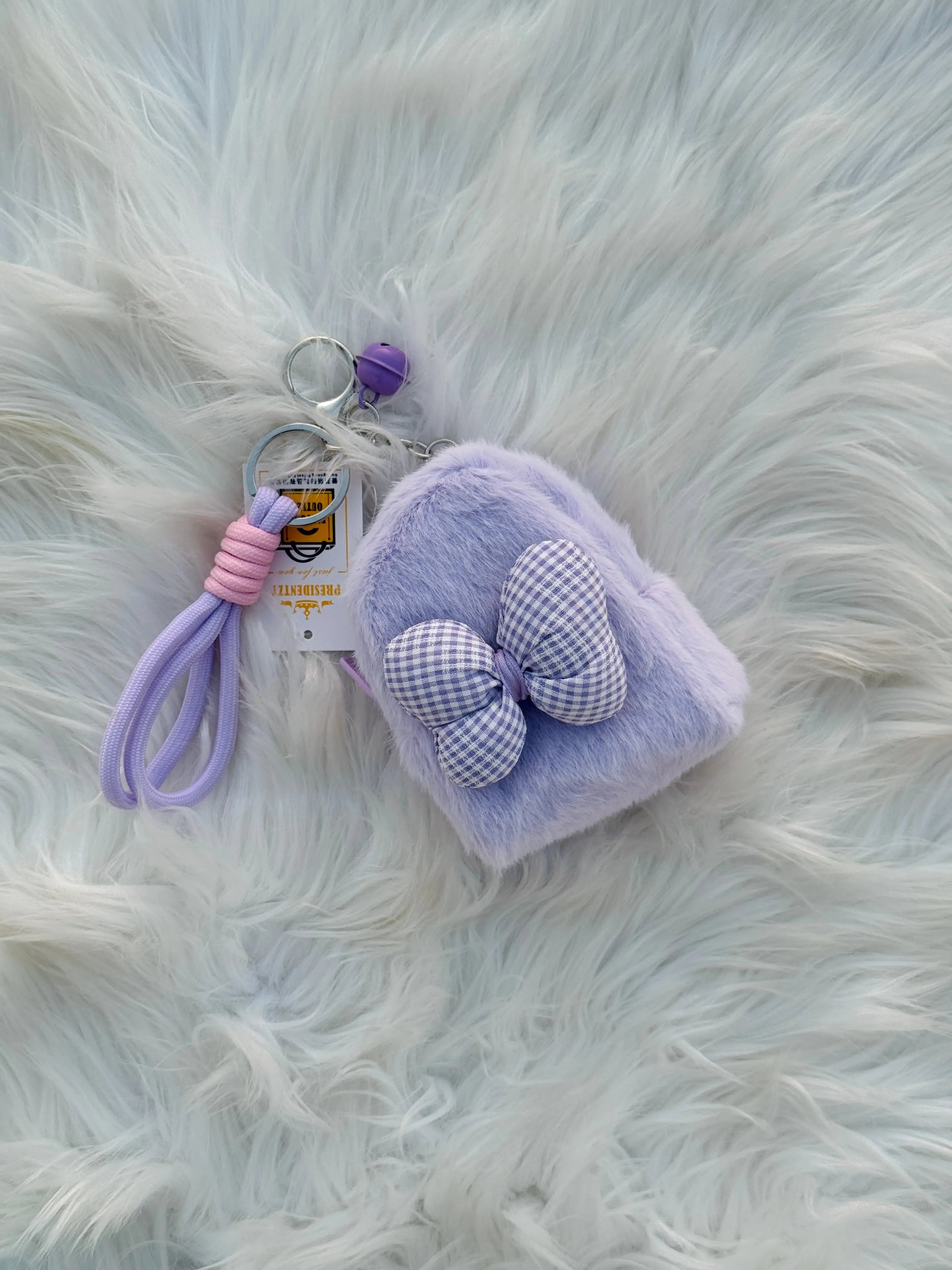 Cute Fluffy Mini Backpack Coin Pouch Keychain