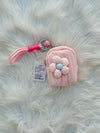 Cute Mini Backpack Coin Pouch Keychain with Flower