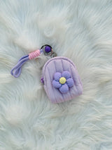 Cute Mini Backpack Coin Pouch Keychain with Flower
