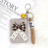 Elegant Bow Compact Mirror Keychain with Wrist Strap