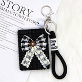 Elegant Bow Compact Mirror Keychain with Wrist Strap