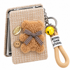 Cute Teddy Bear Compact Mirror Keychain with Wrist Strap