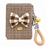Elegant Bow Compact Mirror Keychain with Wrist Strap