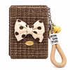 Elegant Bow Compact Mirror Keychain with Wrist Strap