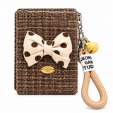 Elegant Bow Compact Mirror Keychain with Wrist Strap