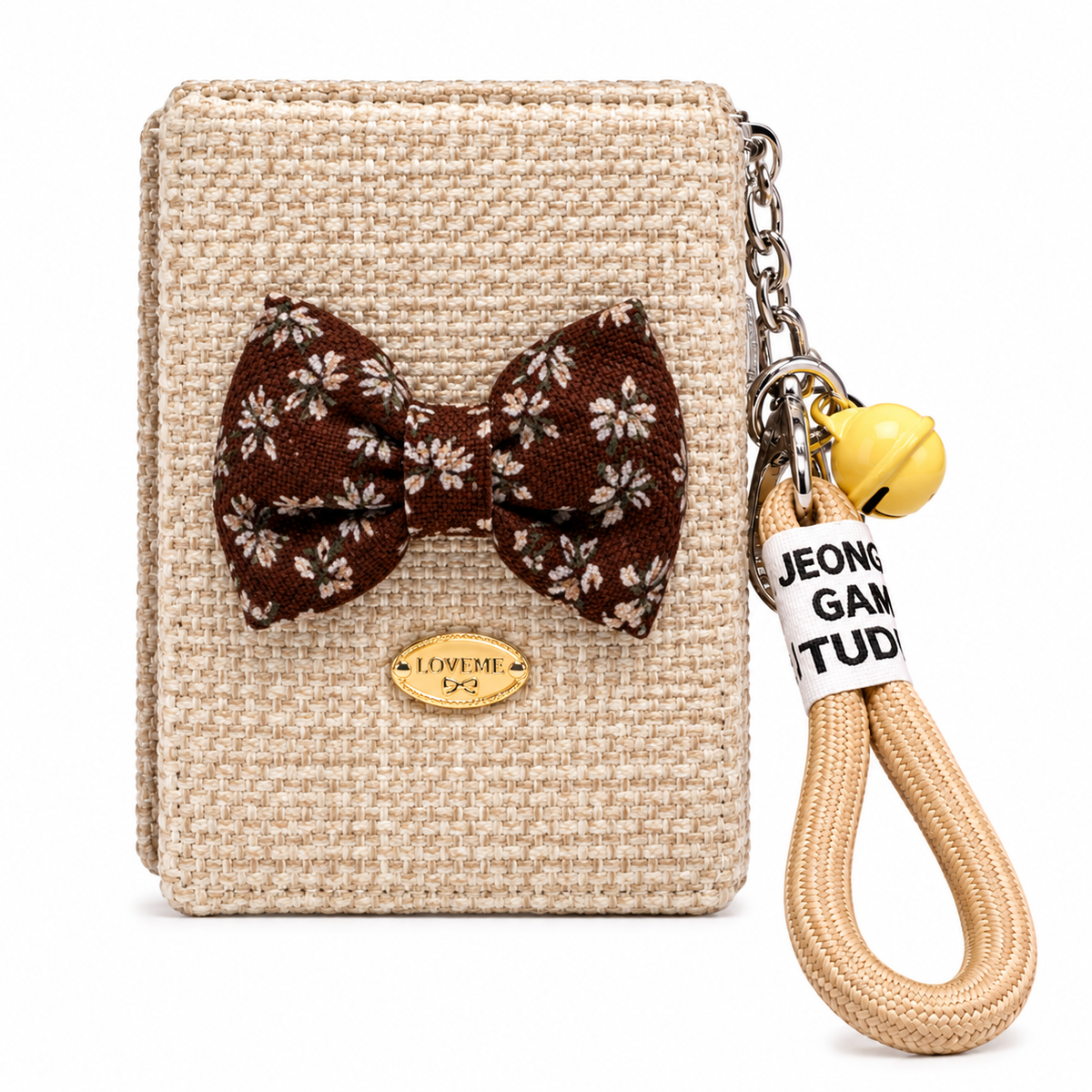 Elegant Bow Compact Mirror Keychain with Wrist Strap
