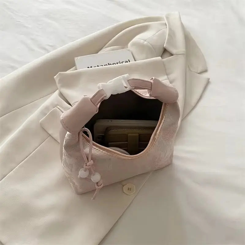 Elegant Jacquard Hobo Shoulder Bag Vintage Floral Crossbody Handbag for Women