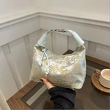 Elegant Jacquard Hobo Shoulder Bag Vintage Floral Crossbody Handbag for Women