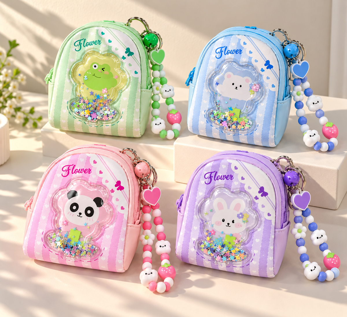 Cute Cartoon Mini Backpack Coin Purse Keychain