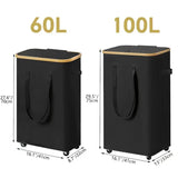Large Rolling Laundry Hamper with Lid 60L / 100L Clothes Storage Basket with Wheels