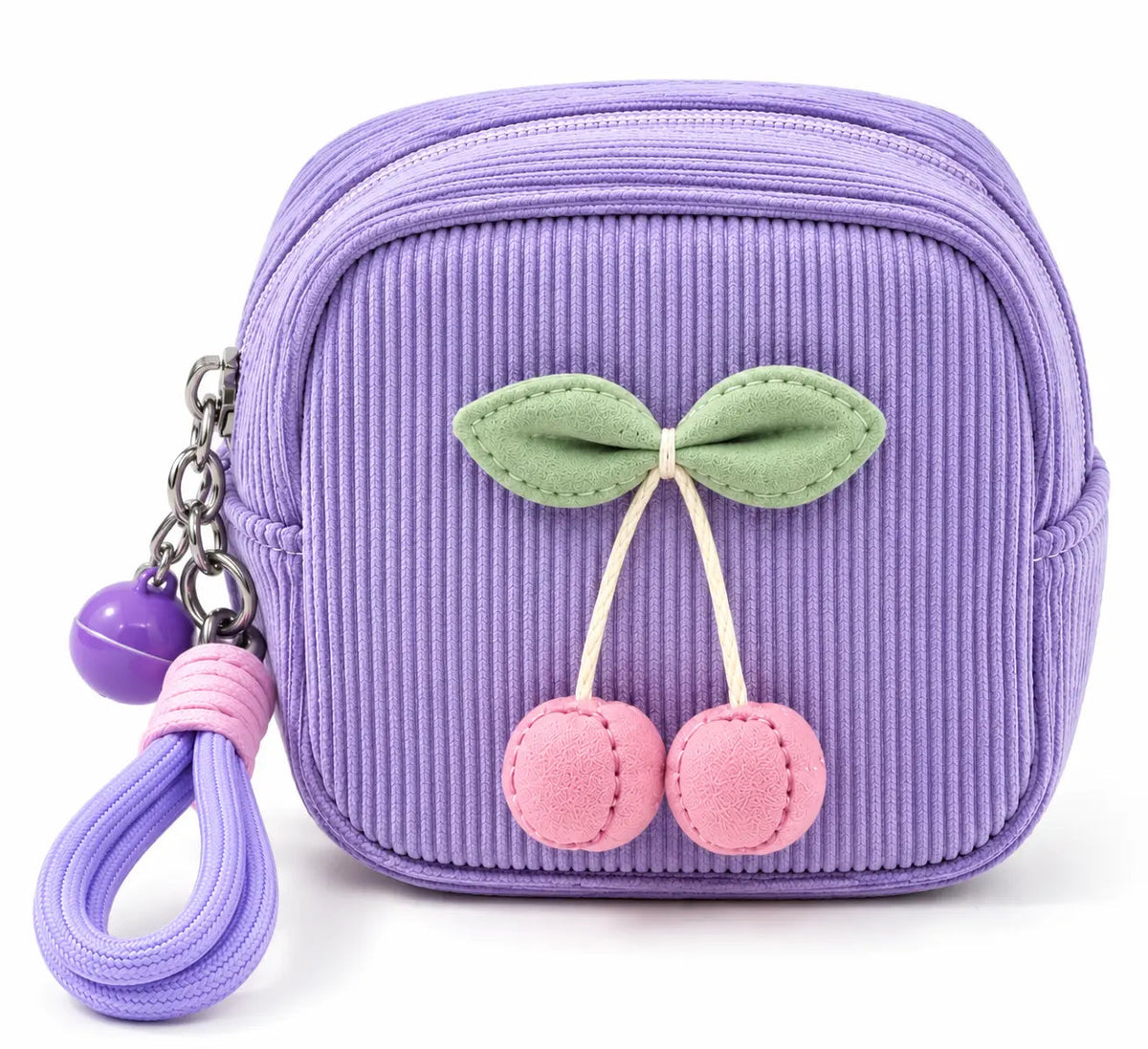 Cute Cherry Corduroy Mini Coin Purse Keychain
