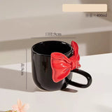 Cute Bow Knot Coffee Mug Aesthetic Ceramic Tea Cup with 3D Ribbon Handle