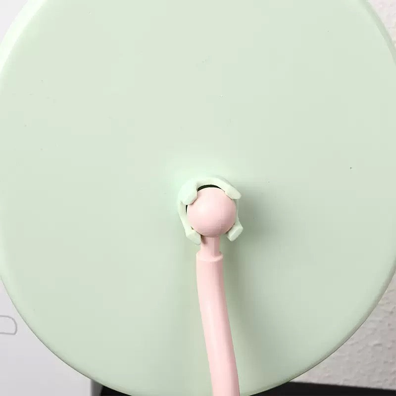 Pastel Oval Table Mirror with Jewelry Hook Stand