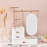 Multifunctional Jewelry Organizer with Mirror & Storage Drawers
